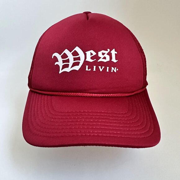 Decky Other - West Livin Decky Trucker Hat Rope Adjustable Snap Back Wine Red Cotton Blend